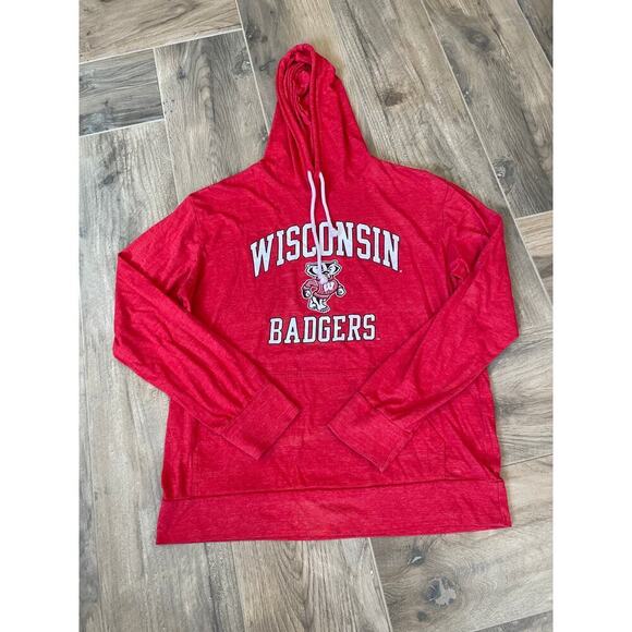 Vintage Blue 84 Wisconsin Badgers Long Sleeved Red Hoodie with Pocket Large - Picture 2 of 5
